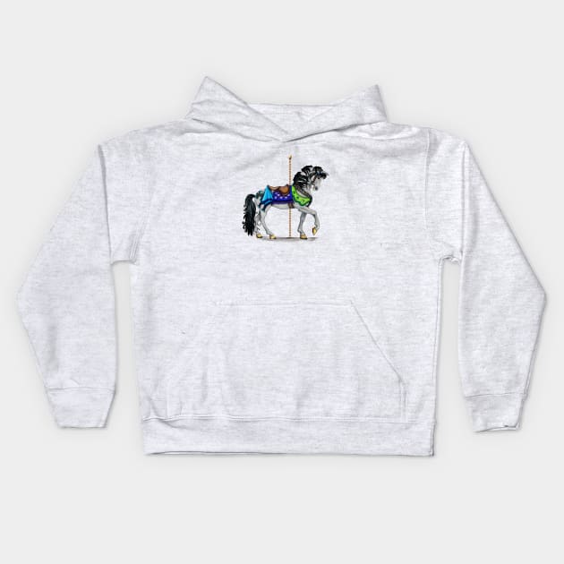 Carousel Horse White Kids Hoodie by SandraGale Art